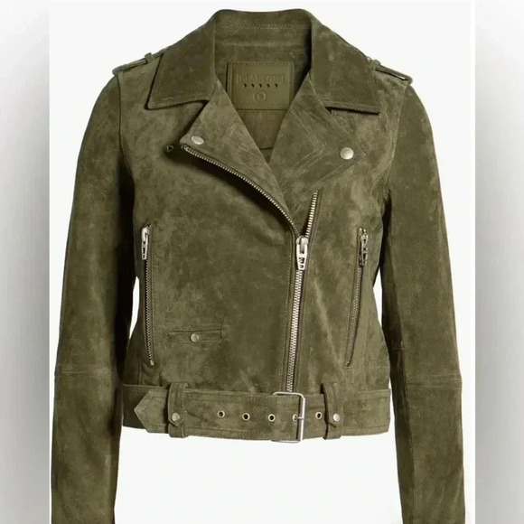 BlankNYC Suede Olive Green Moto Jacket Size Small - Picture 16 of 16